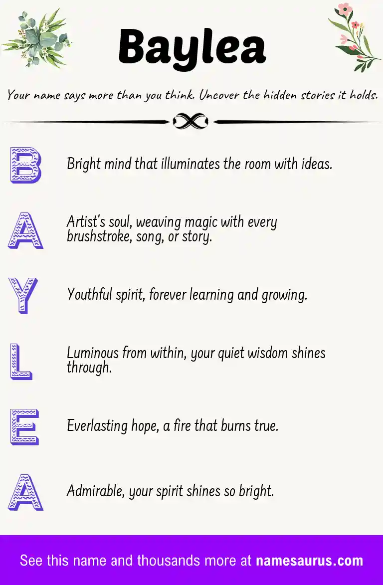 Acrostic poem about Baylea.