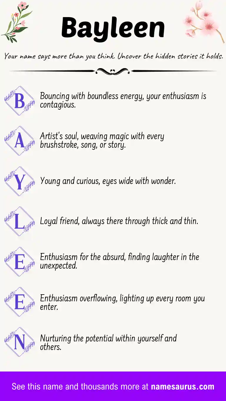 Acrostic poem about Bayleen.