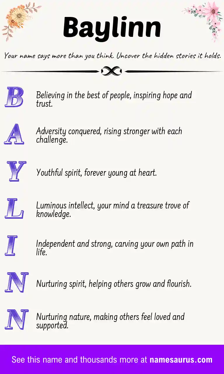 Acrostic poem about Baylinn.