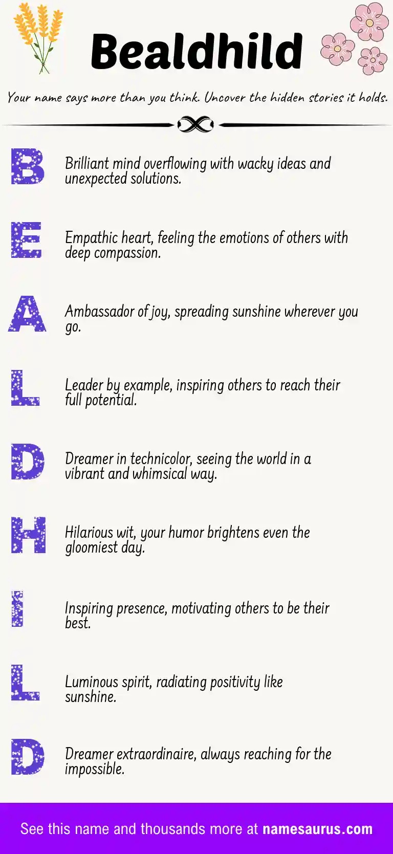 Acrostic poem about Bealdhild.