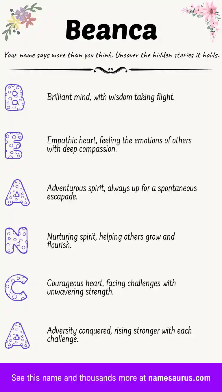 Acrostic poem about Beanca.
