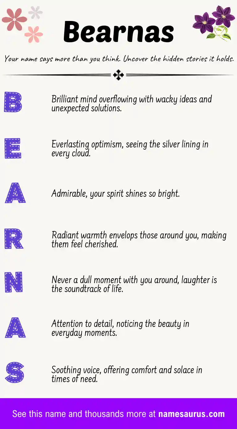 Acrostic poem about Bearnas.
