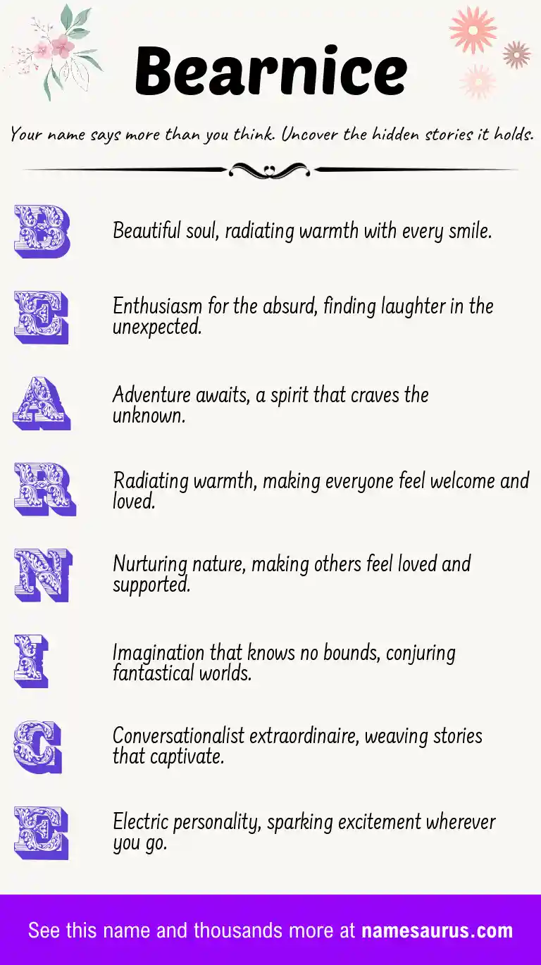 Acrostic poem about Bearnice.