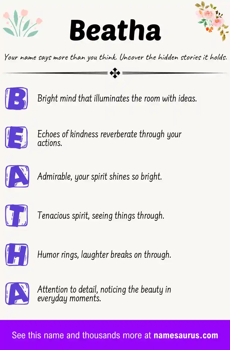 Acrostic poem about Beatha.