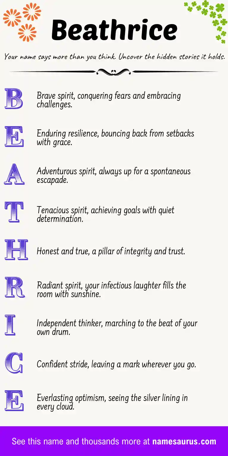 Acrostic poem about Beathrice.