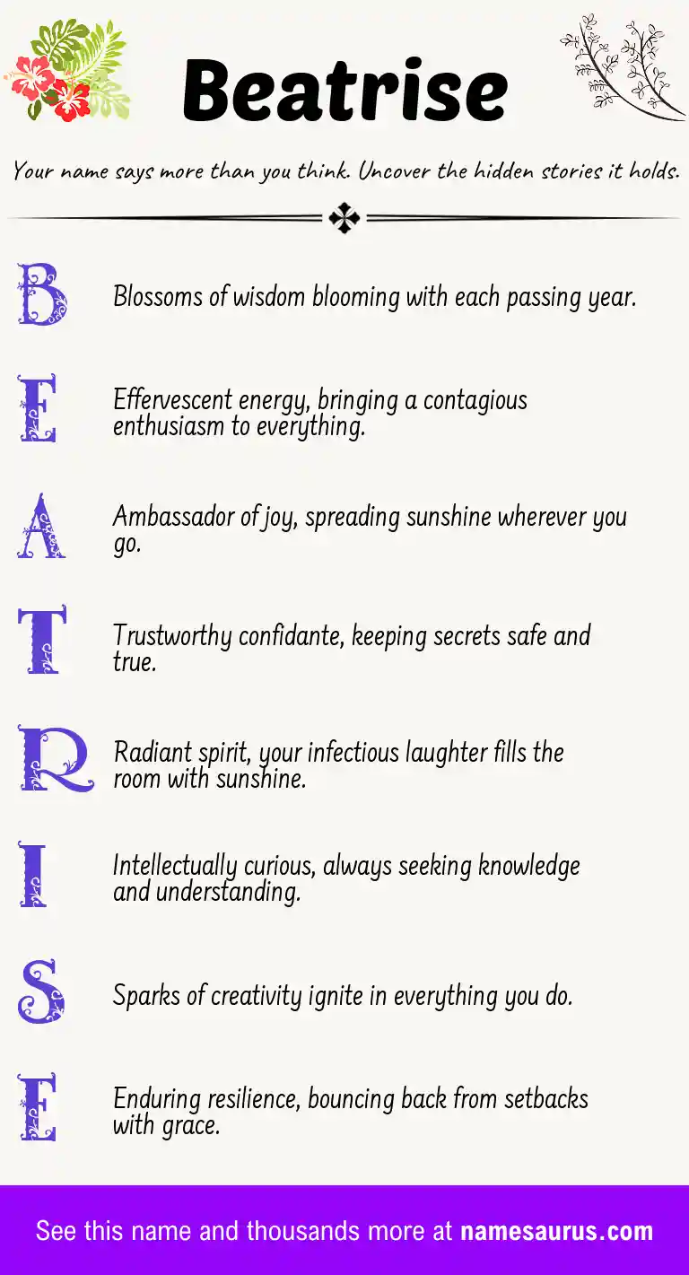Acrostic poem about Beatrise.
