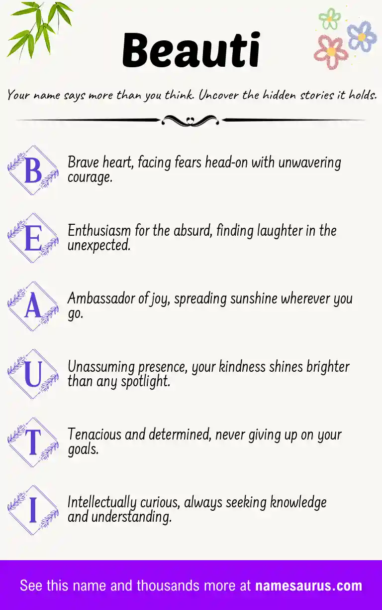 Acrostic poem about Beauti.