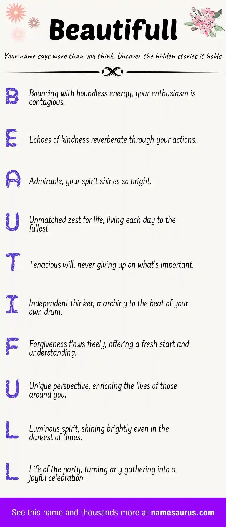 Acrostic poem about Beautifull.