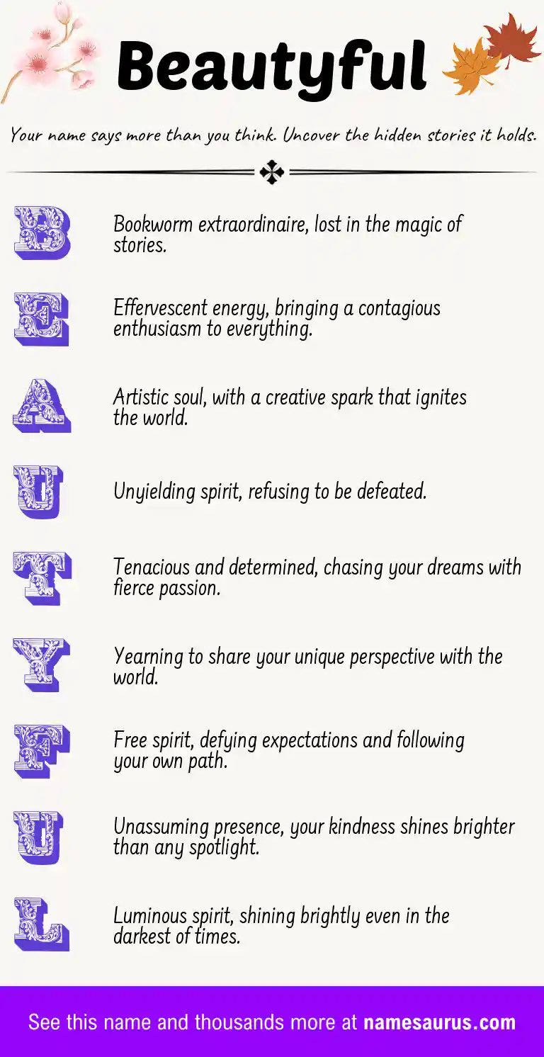 Acrostic poem about Beautyful.
