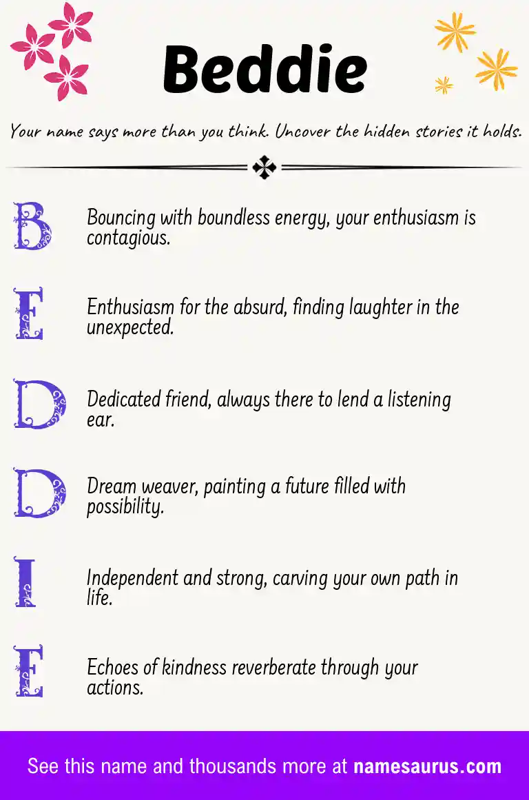 Acrostic poem about Beddie.