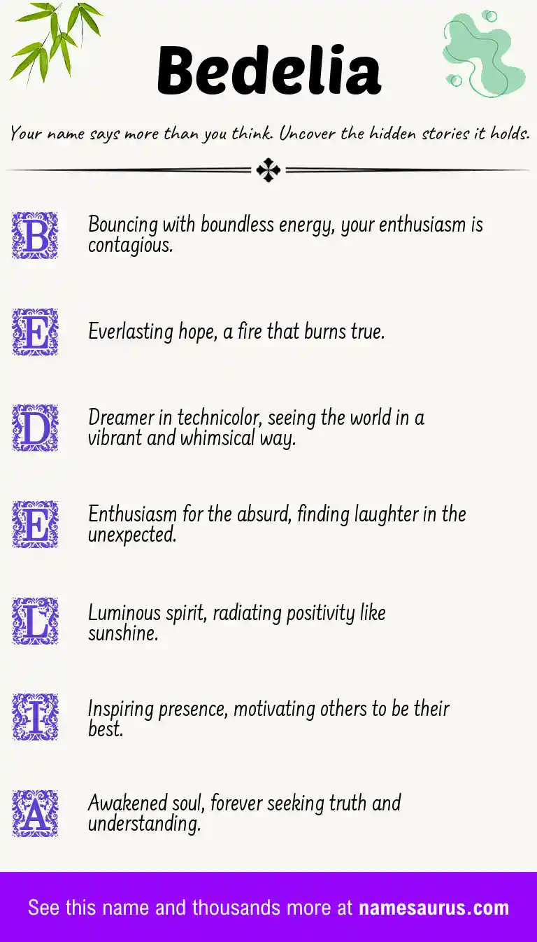 Acrostic poem about Bedelia.
