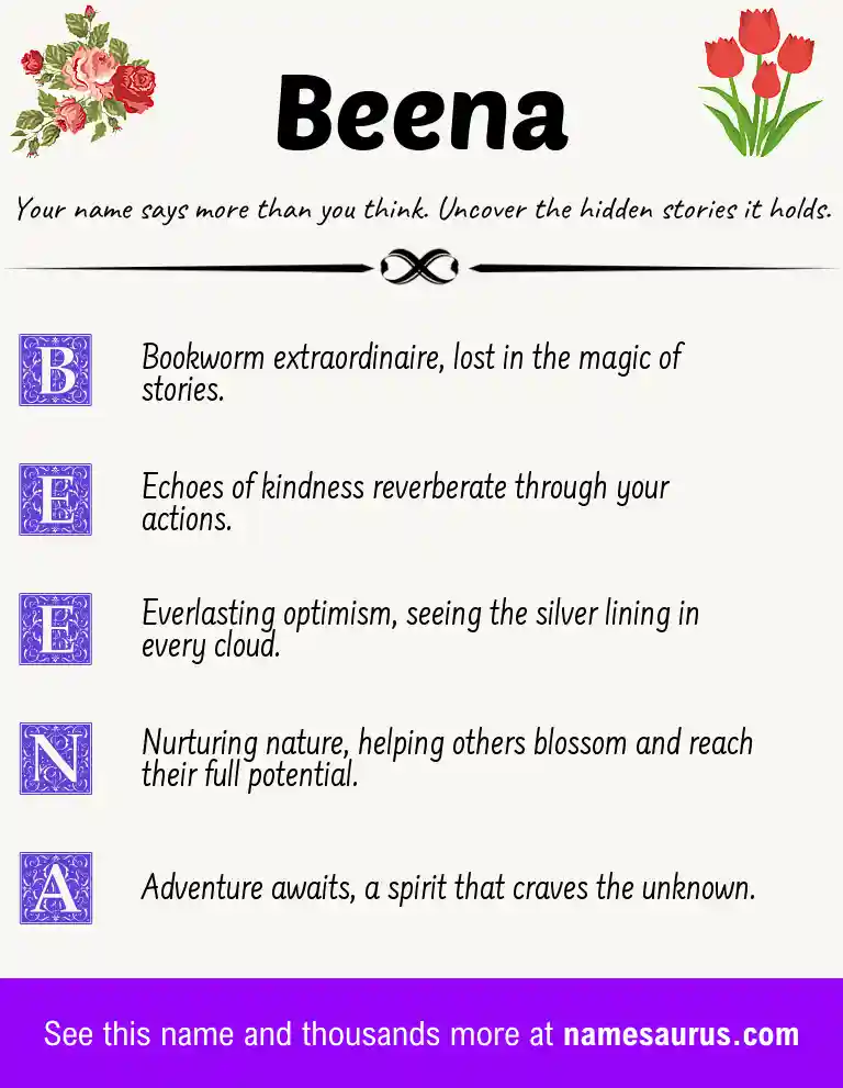Acrostic poem about Beena.