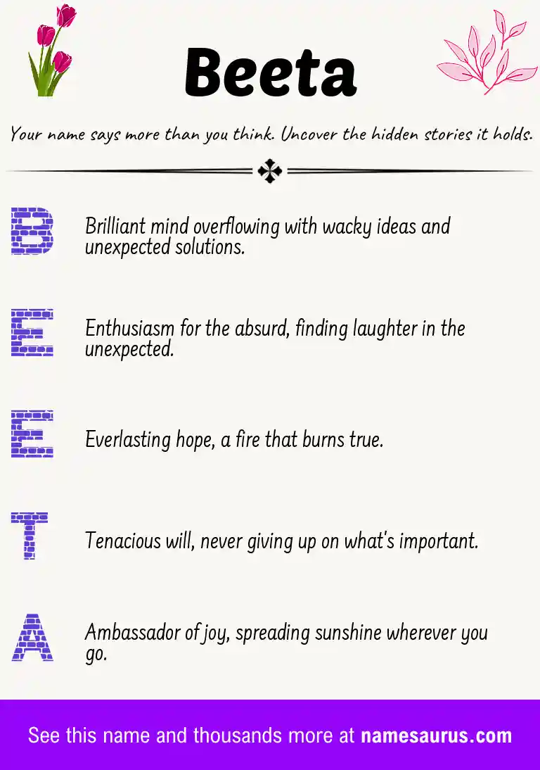 Acrostic poem about Beeta.