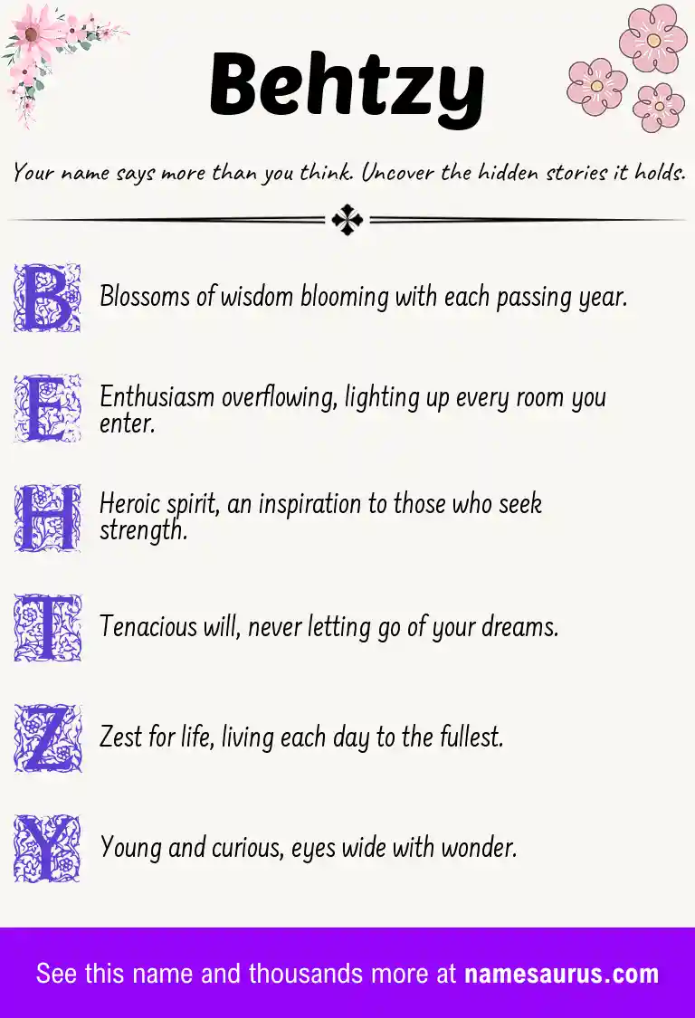 Acrostic poem about Behtzy.