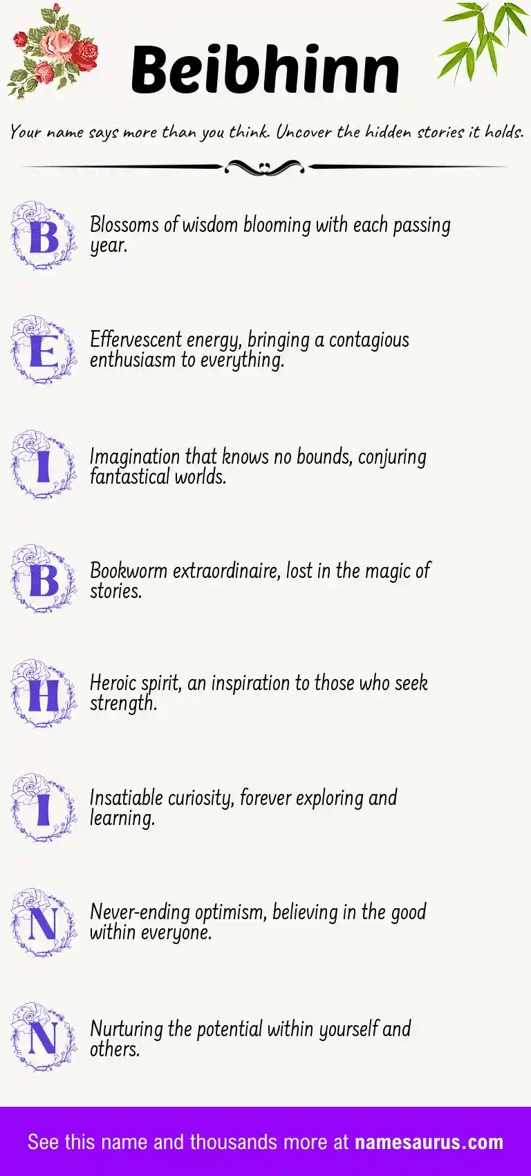 Acrostic poem about Beibhinn.