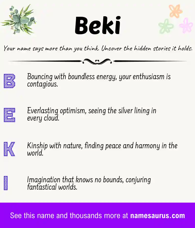 Acrostic poem about Beki.