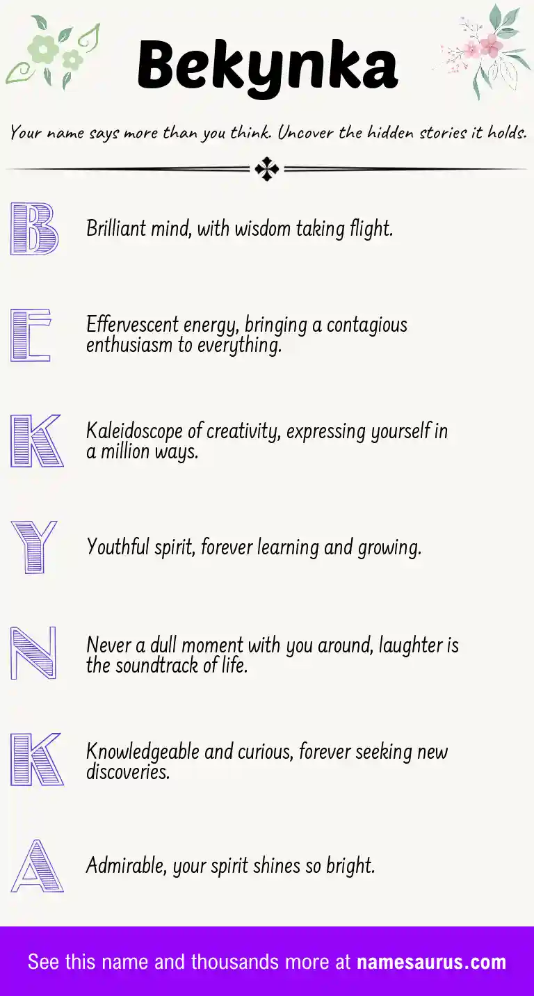 Acrostic poem about Bekynka.