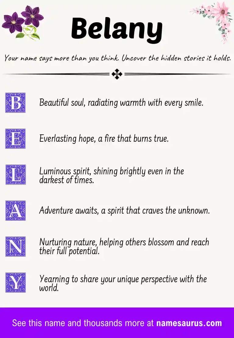 Acrostic poem about Belany.
