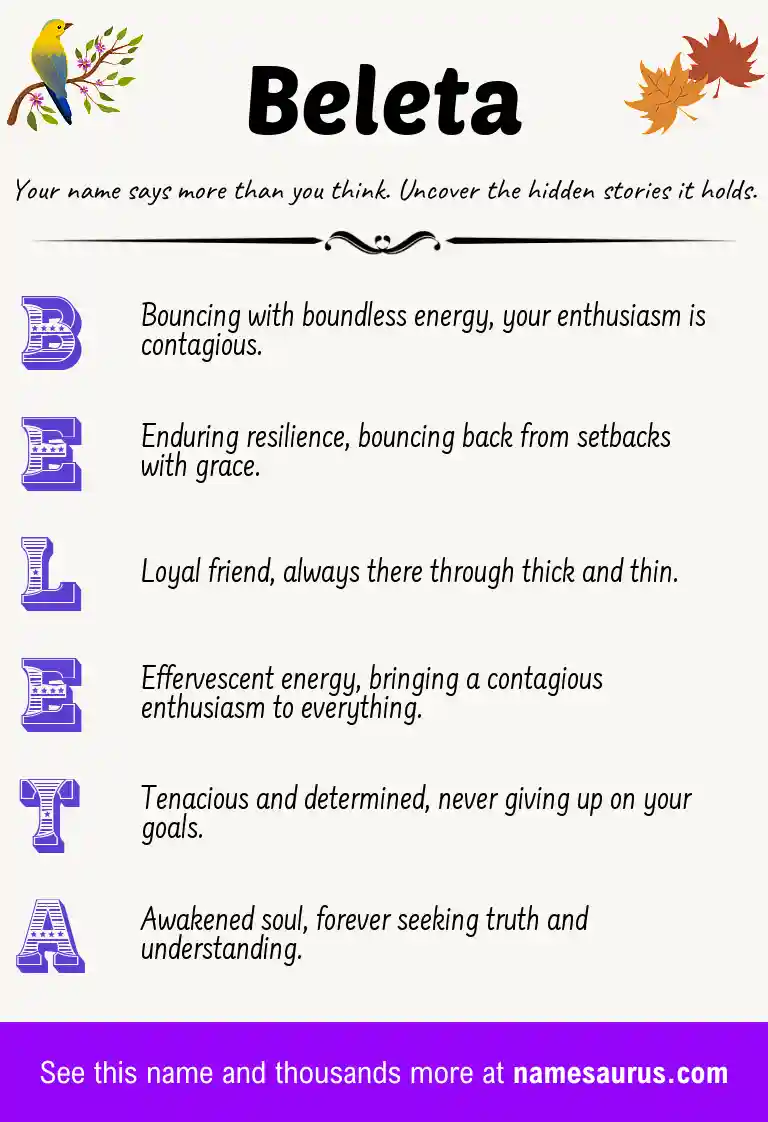 Acrostic poem about Beleta.