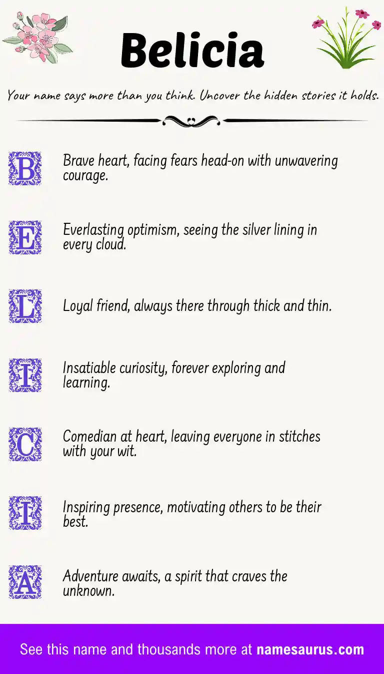 Acrostic poem about Belicia.