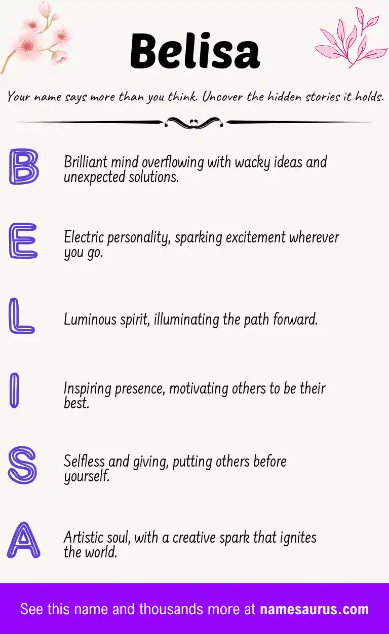 Acrostic poem about Belisa.