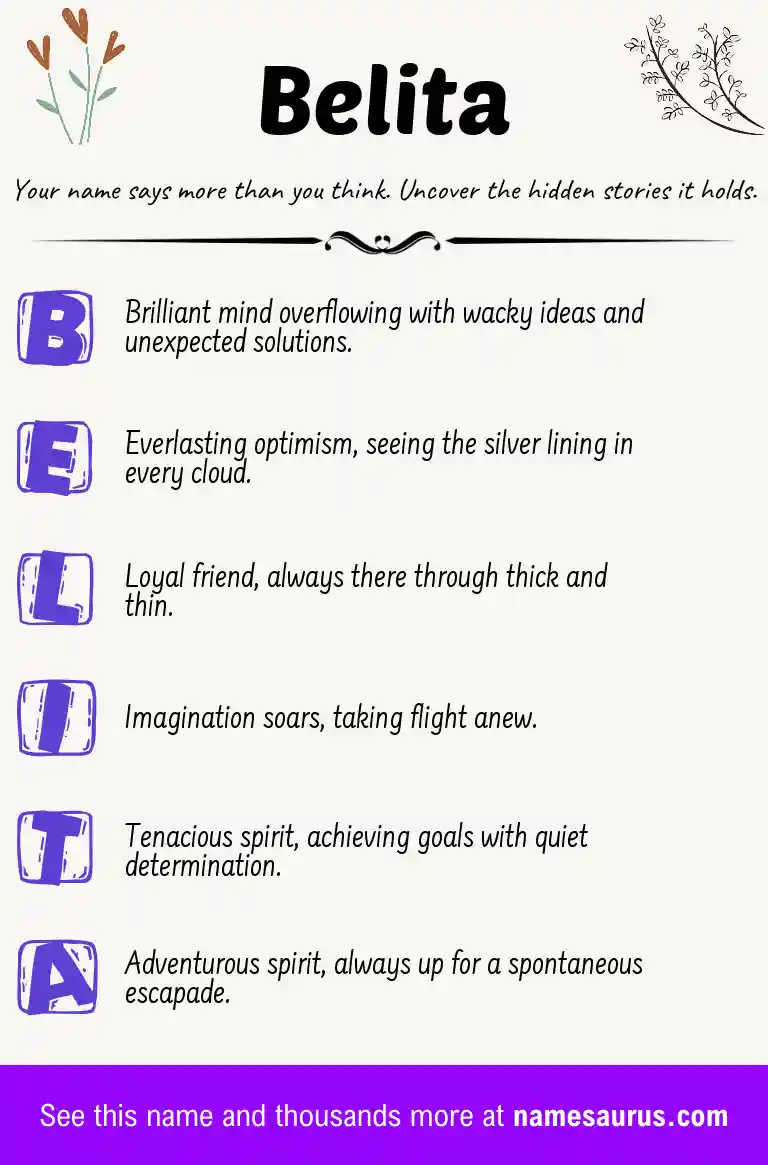 Acrostic poem about Belita.