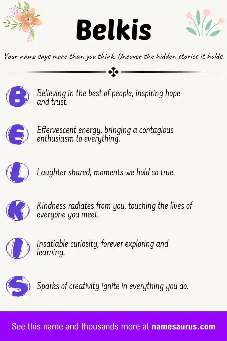 Acrostic poem about Belkis.