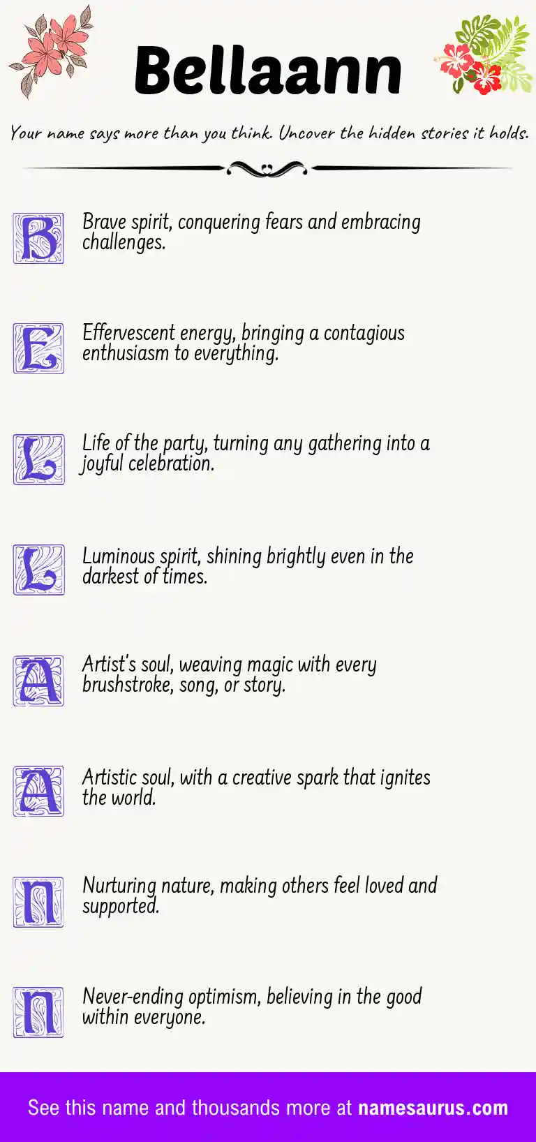 Acrostic poem about Bellaann.