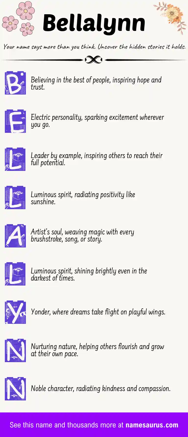 Acrostic poem about Bellalynn.
