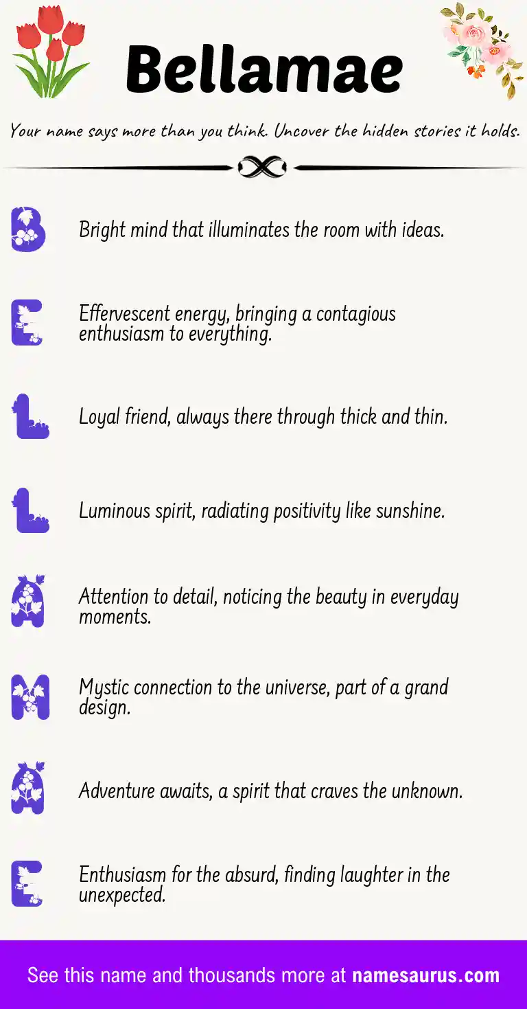 Acrostic poem about Bellamae.