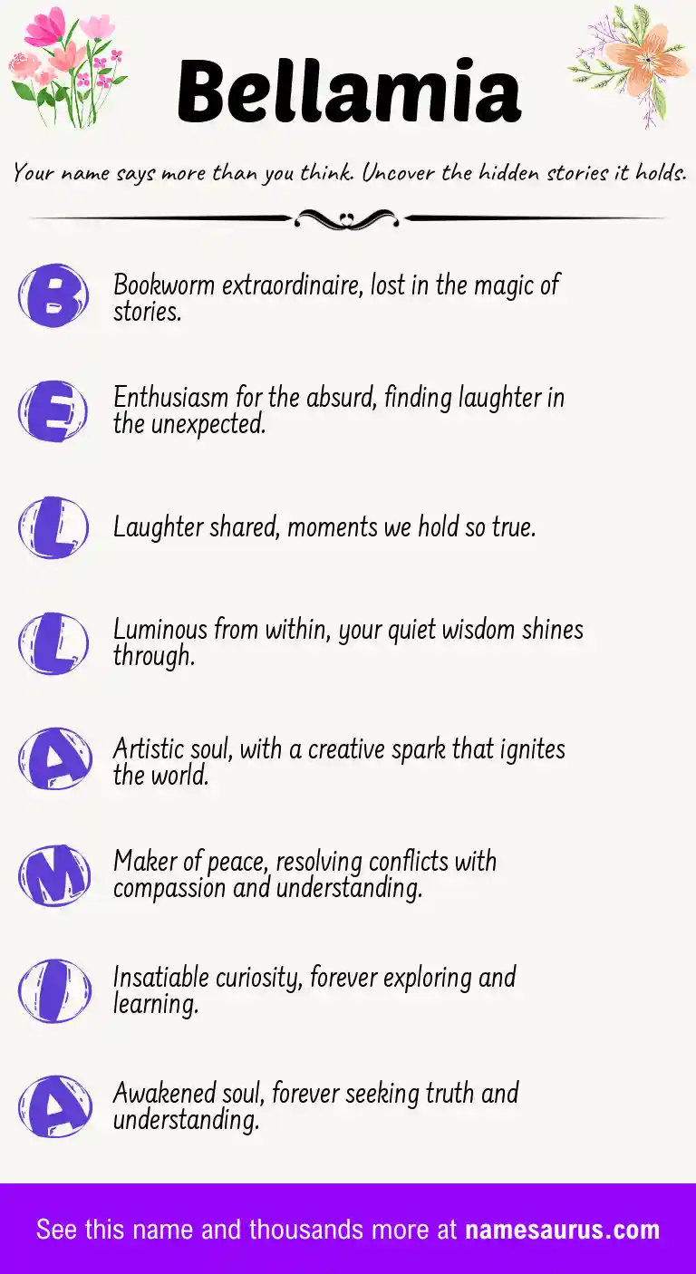Acrostic poem about Bellamia.