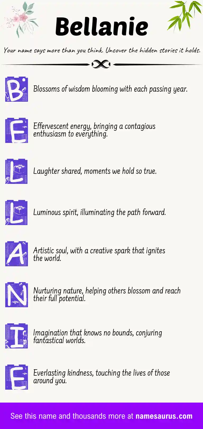 Acrostic poem about Bellanie.
