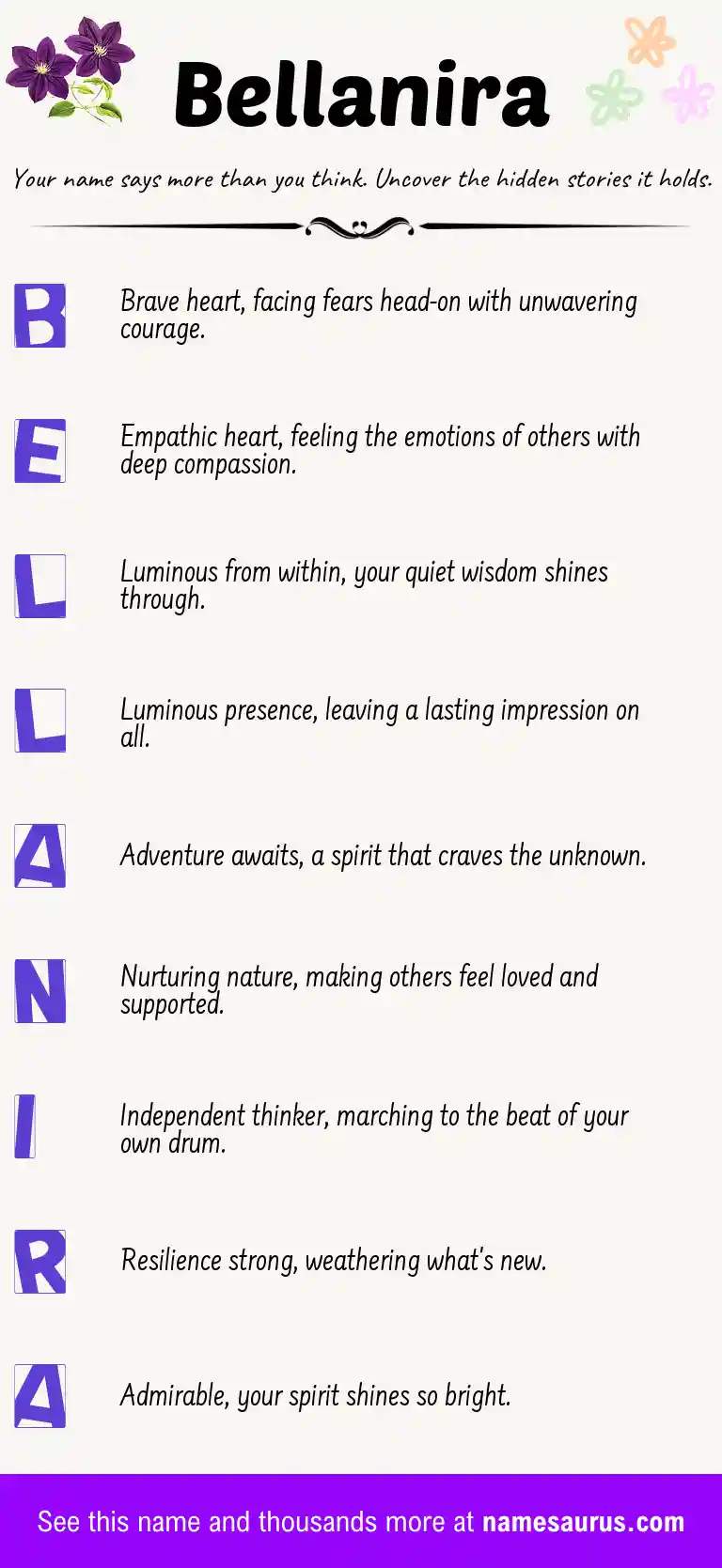 Acrostic poem about Bellanira.