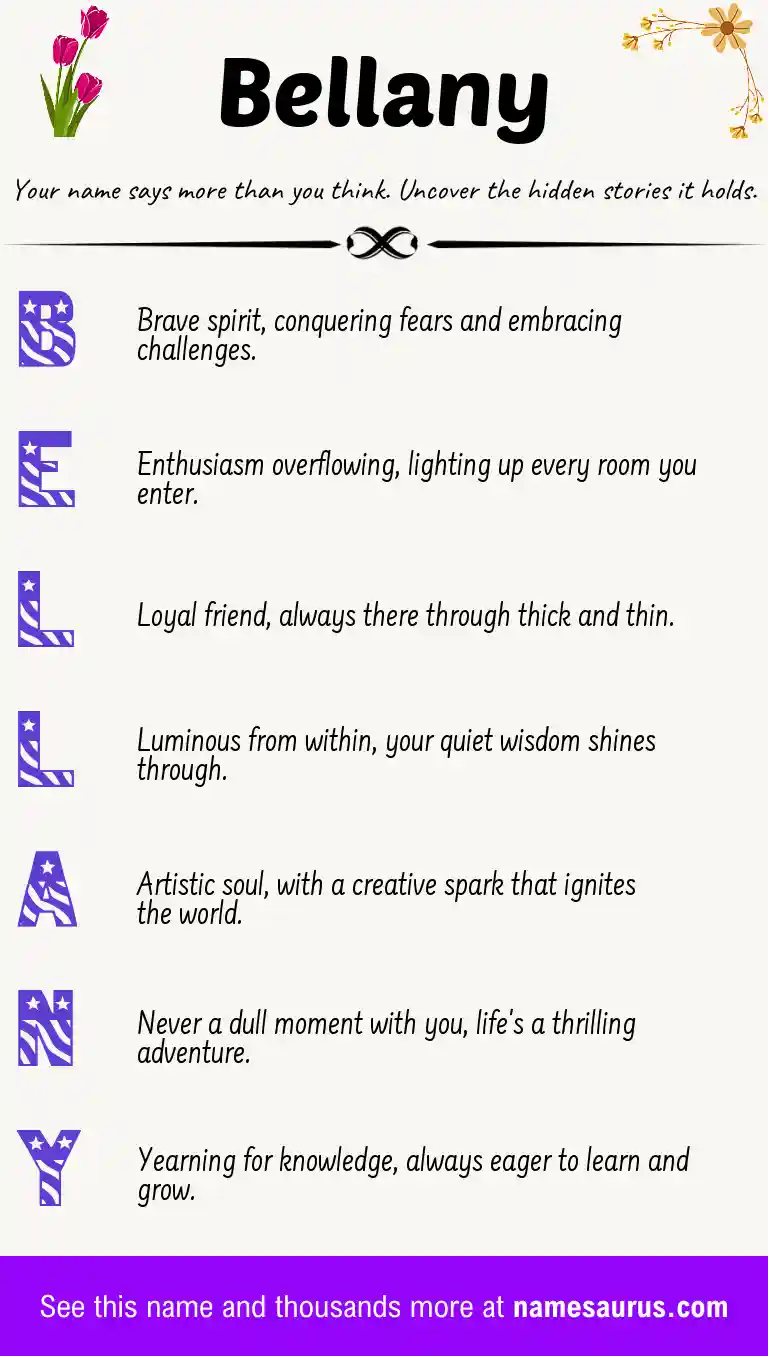 Acrostic poem about Bellany.