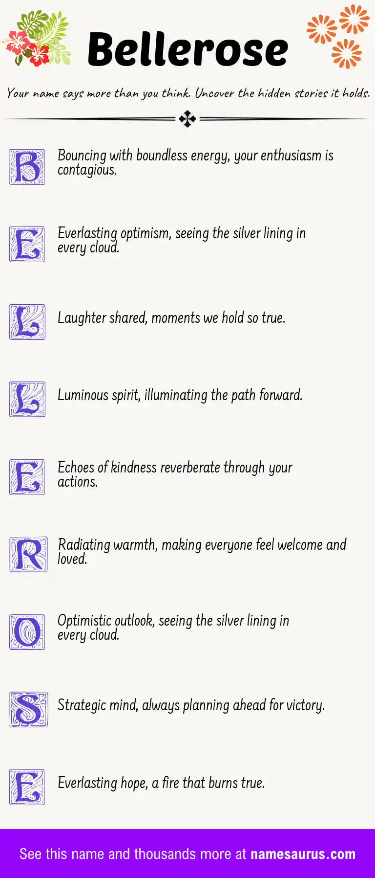 Acrostic poem about Bellerose.