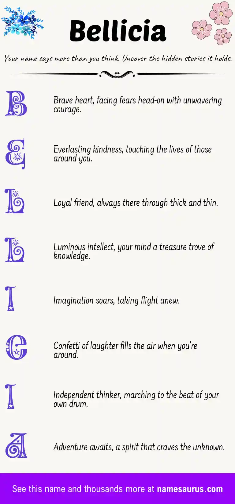 Acrostic poem about Bellicia.
