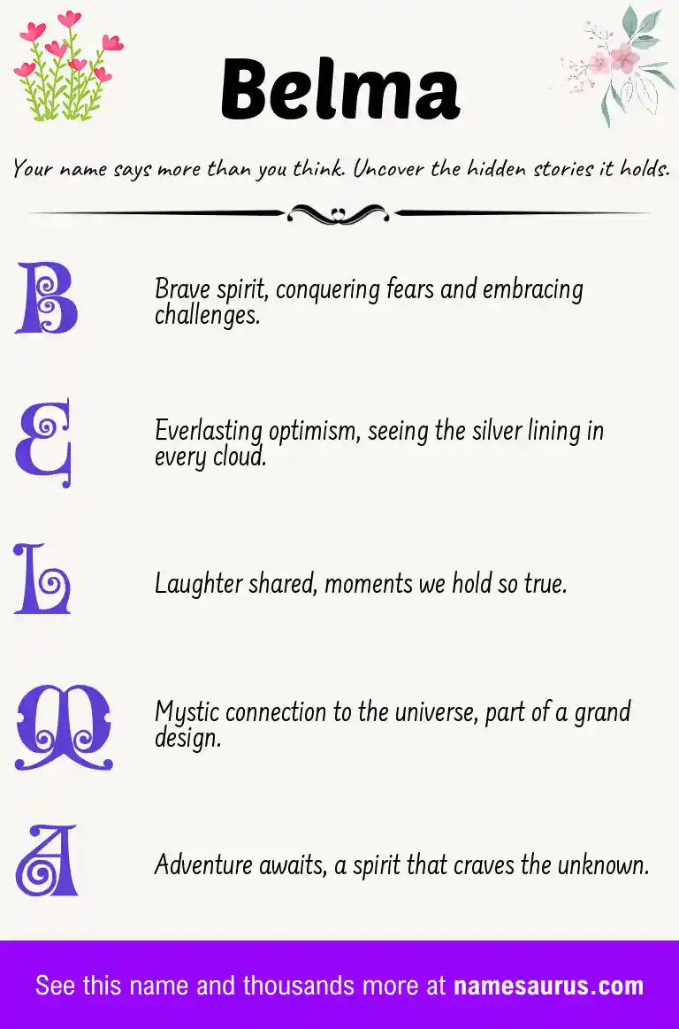 Acrostic poem about Belma.