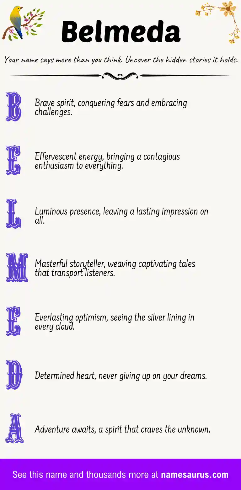 Acrostic poem about Belmeda.
