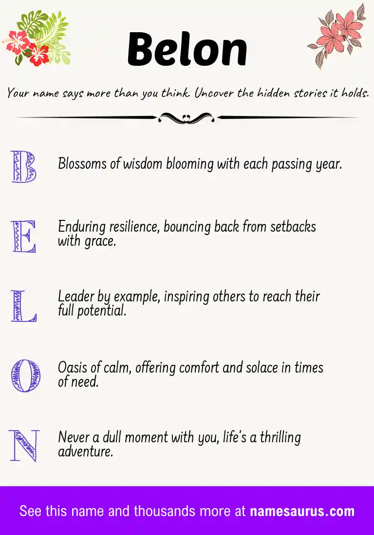 Acrostic poem about Belon.