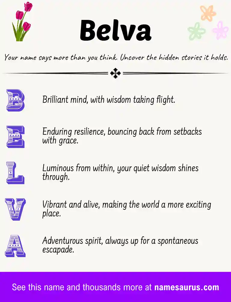 Acrostic poem about Belva.