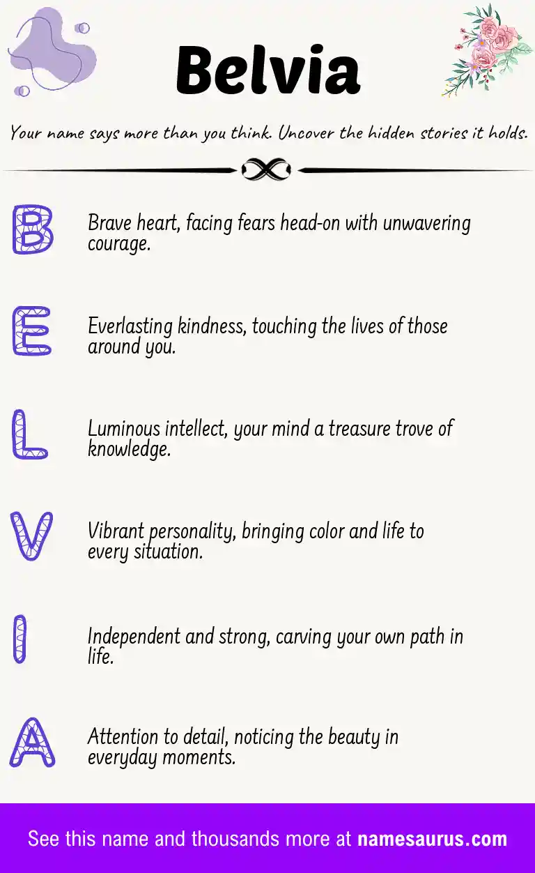 Acrostic poem about Belvia.