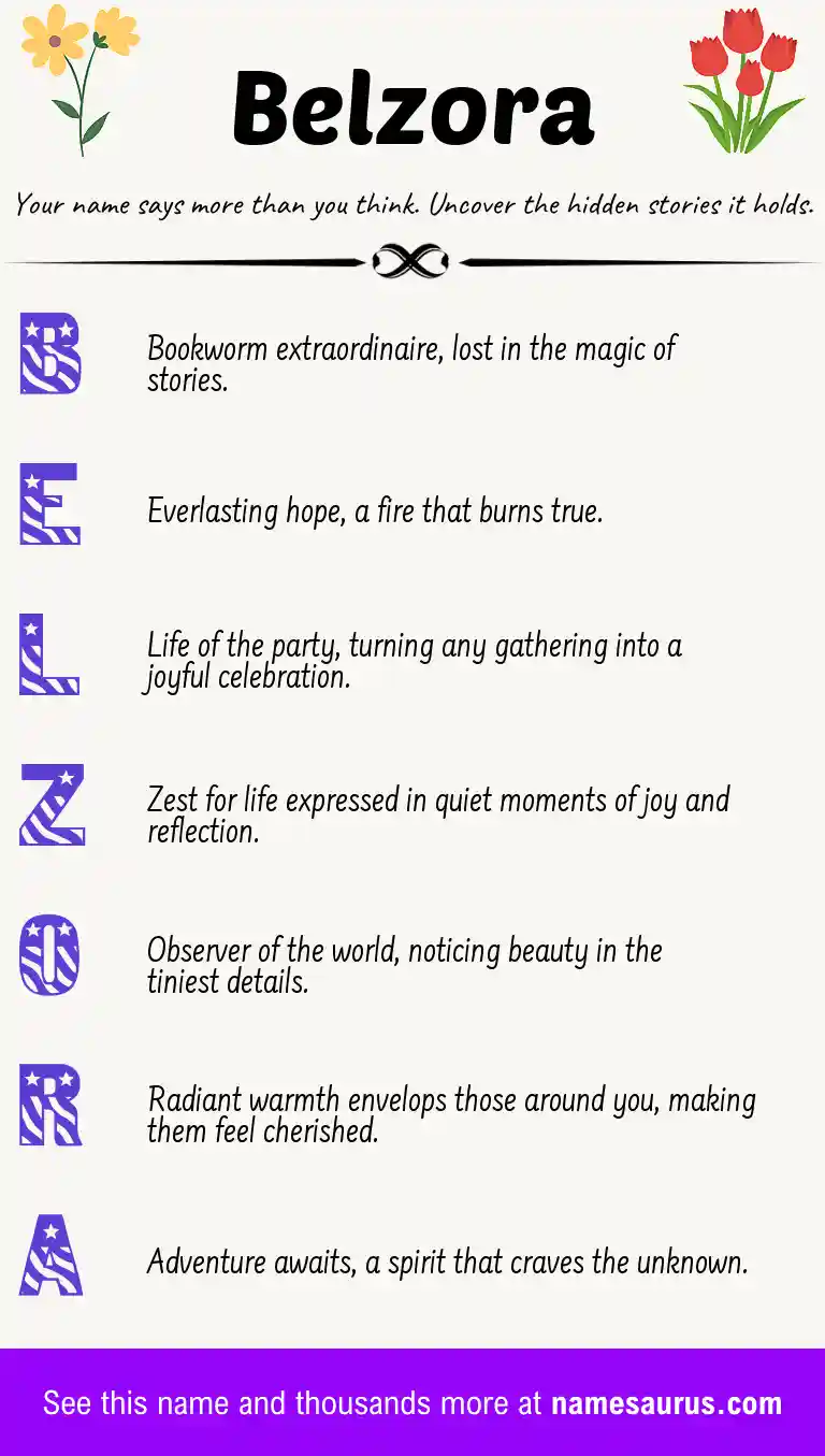Acrostic poem about Belzora.