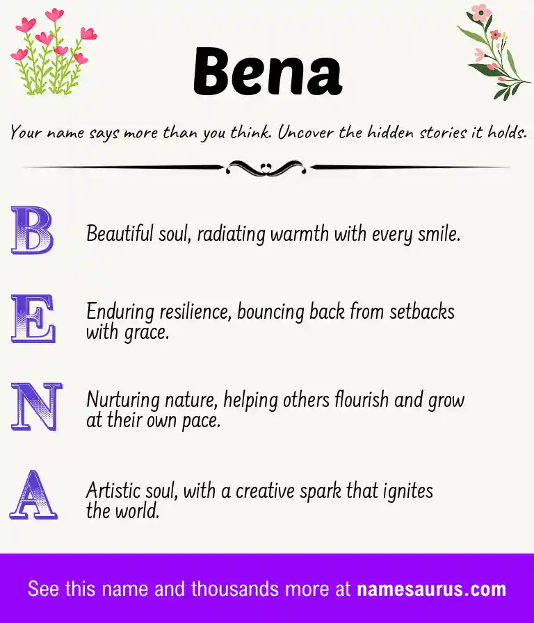 Acrostic poem about Bena.