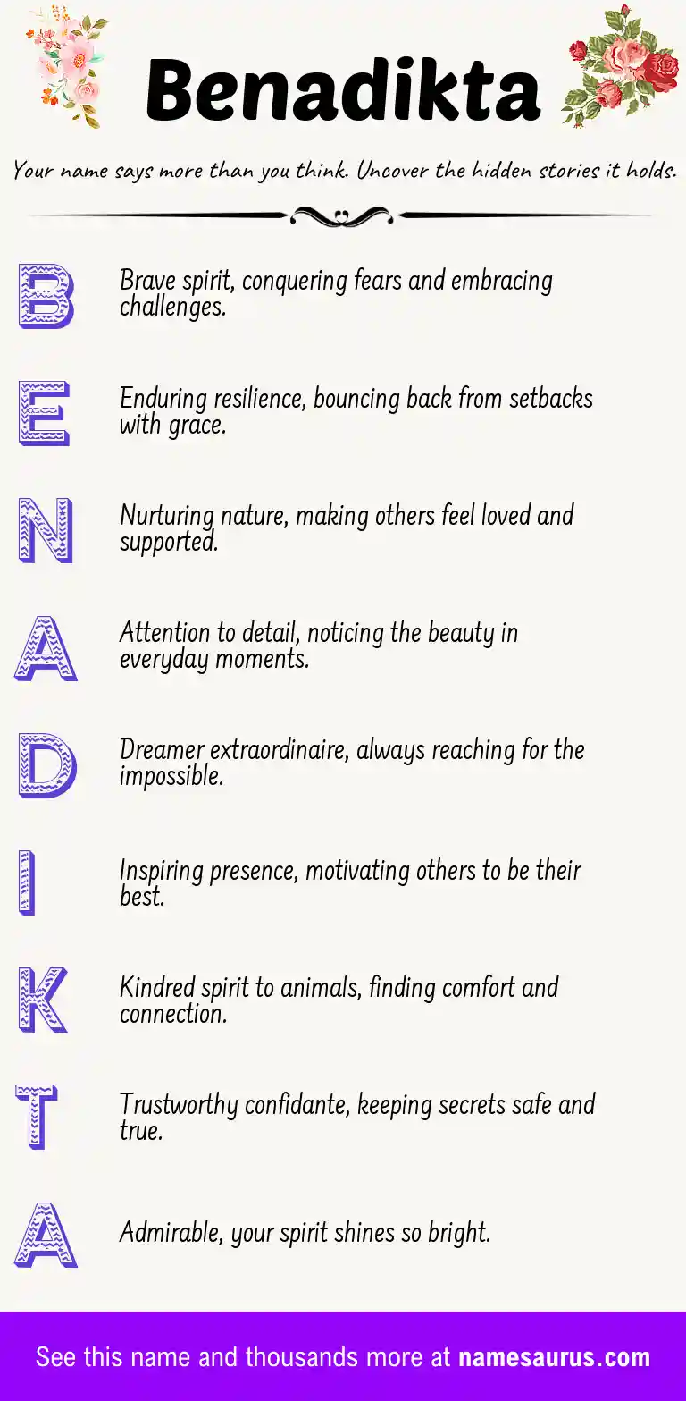 Acrostic poem about Benadikta.