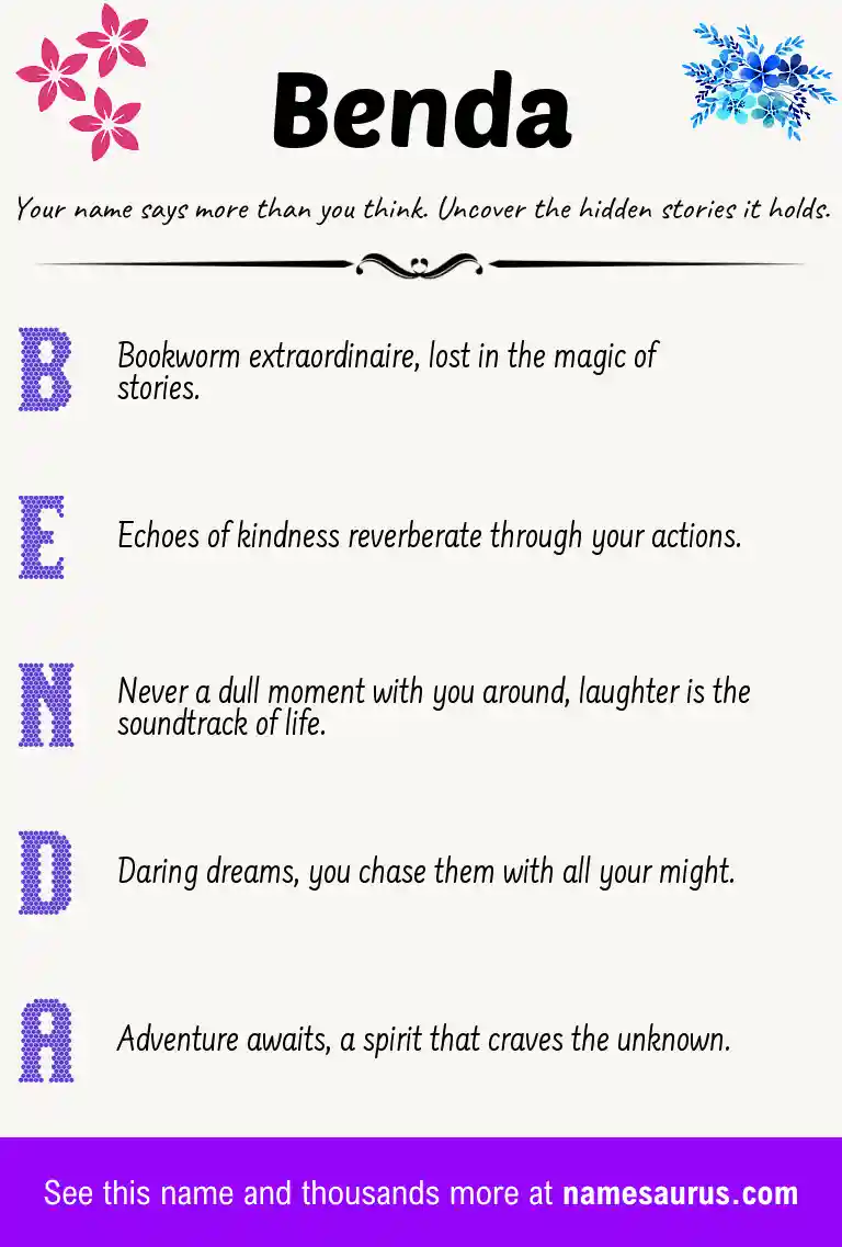 Acrostic poem about Benda.
