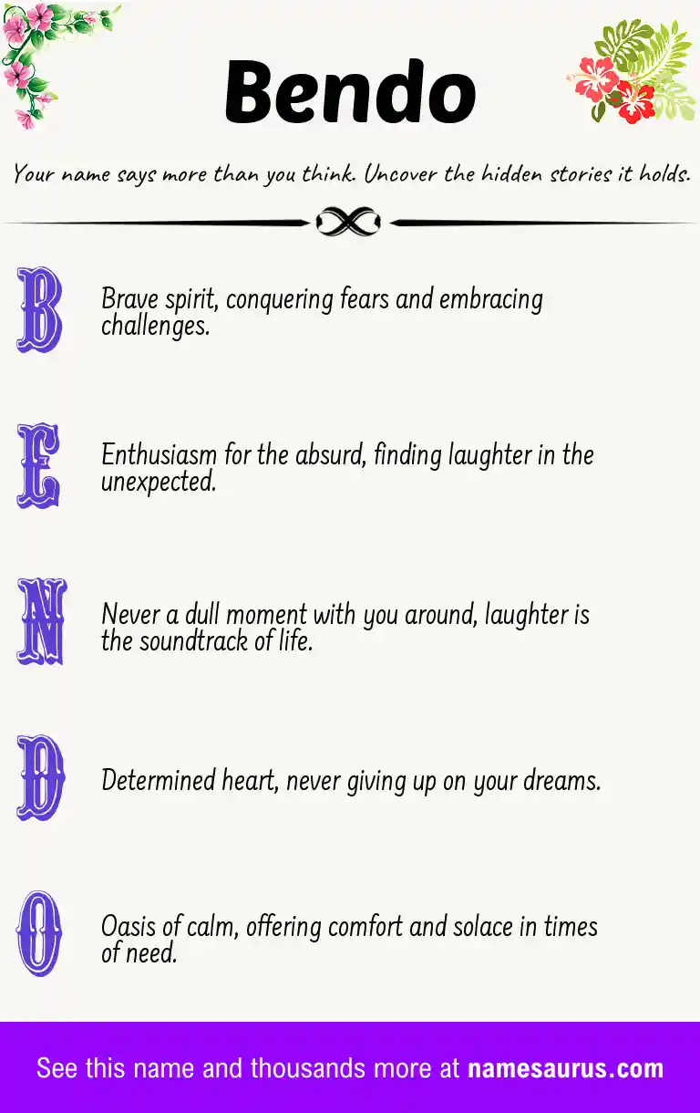Acrostic poem about Bendo.