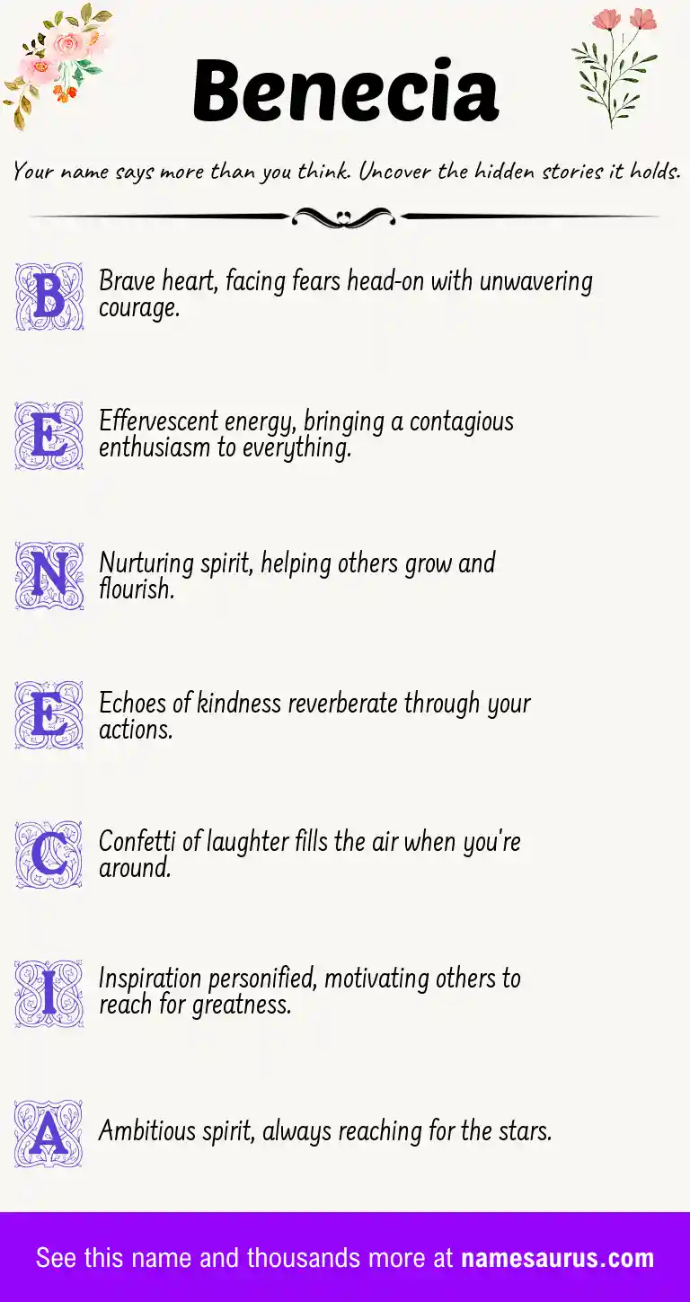 Acrostic poem about Benecia.