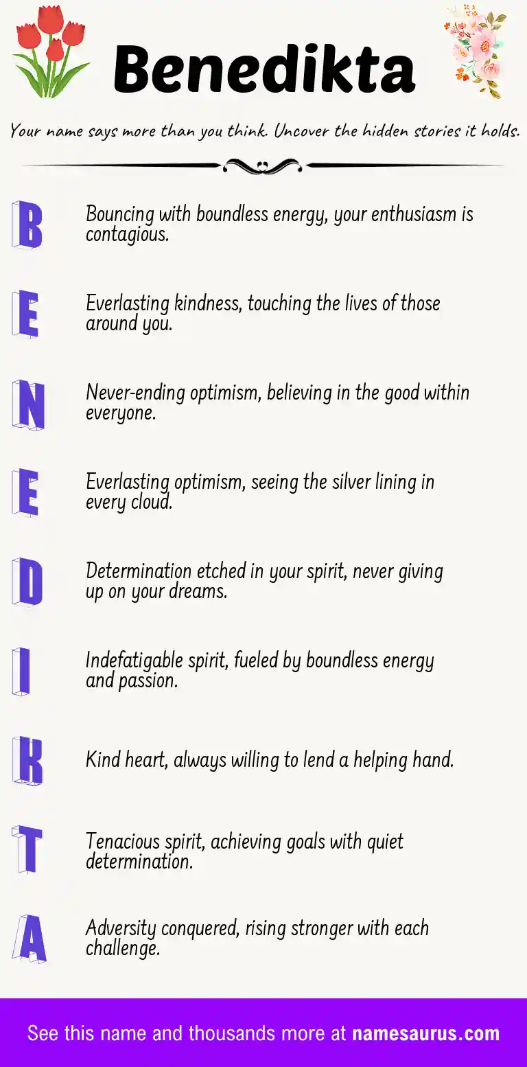 Acrostic poem about Benedikta.