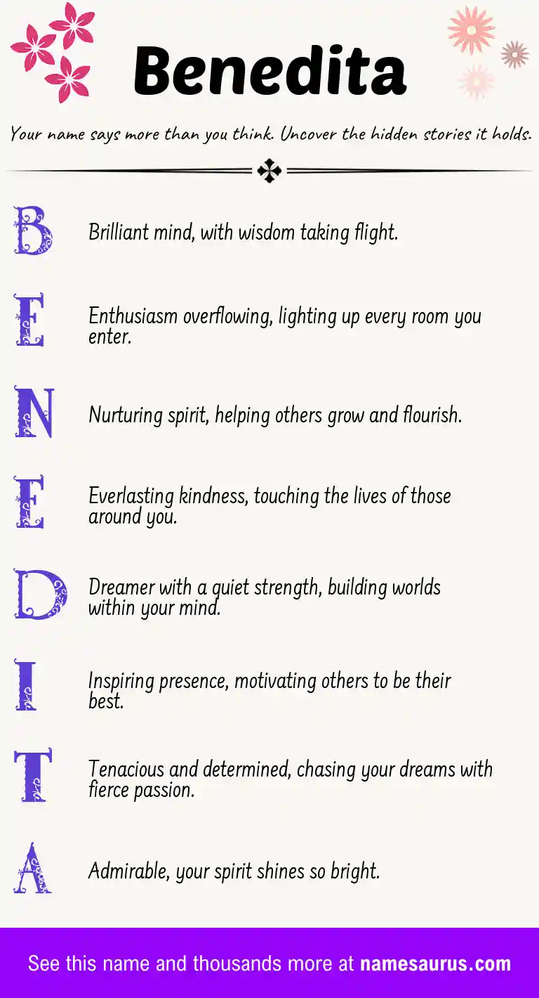Acrostic poem about Benedita.