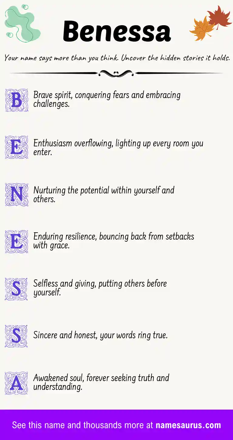Acrostic poem about Benessa.